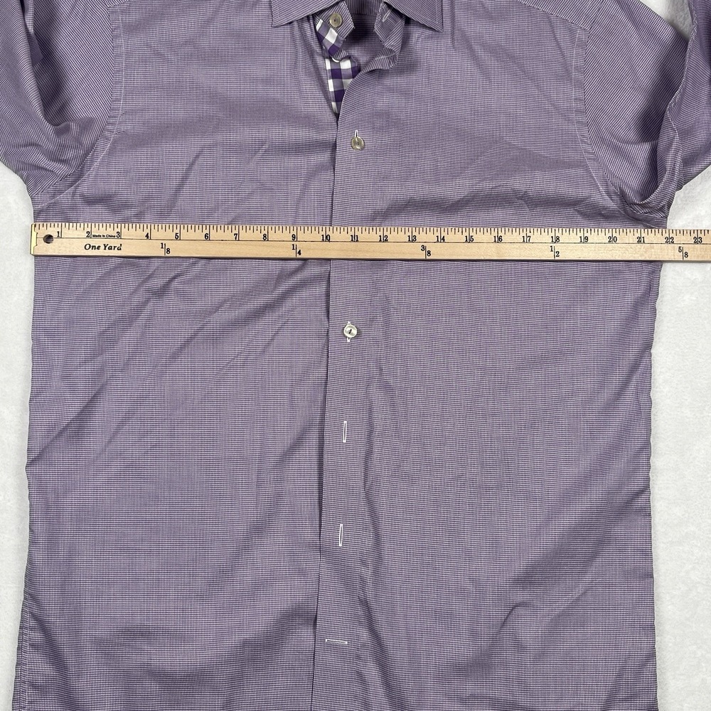 Eton Shirt Men's Size 16.5 42 Contemporary Fit Dress Purple Micro Check Cotton - Picture 6 of 8
